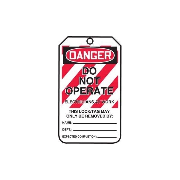 Accuform Safety Tags, DANGER DO NOT OPERATE ELECTRICIANS, 5.75in x 3.25in, HS-Laminate, 25PK MLT402LTP - main